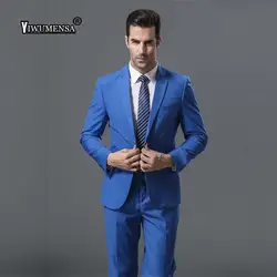 Yiwumensa синий мужские костюмы для свадьбы 2018 смокинг мужской костюм slim fit Мужские костюмы 2 шт. куртка с брюками смокинг