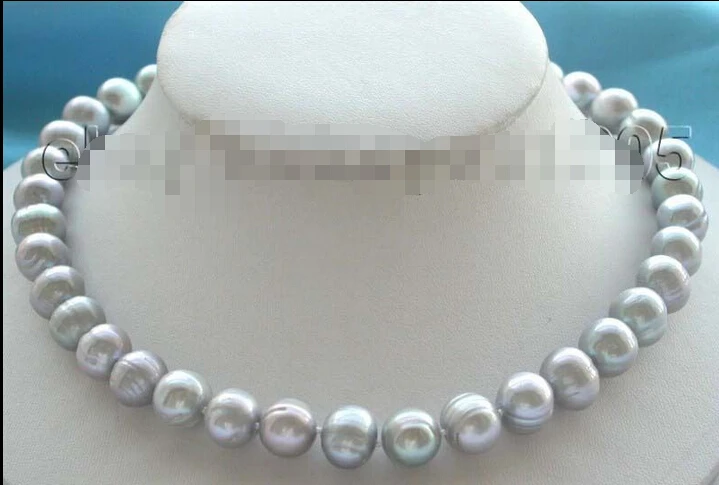 

FREE SHIPPING Genuine Natural 12mm Gray Pearl Necklace Zircon!
