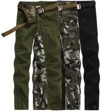 Мужская Военная униформа брюки армейский зеленый камуфляж брюки карго хлопок повседневные боковая молния военные брюки
