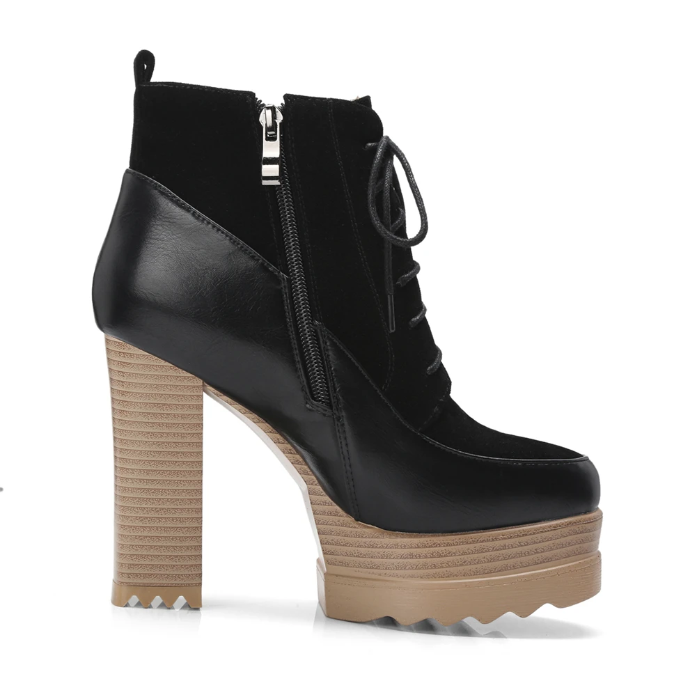 Chaussures Thick Nouvelle noir Bottines Patchwork forme Hauts Fur 2019 Talons Apricot Hiver Femmes Épais Pour Plate grey apricot Lacets À Femme black Fur grey Bonjomarisa Super Fur Mode kXwPZiuOT