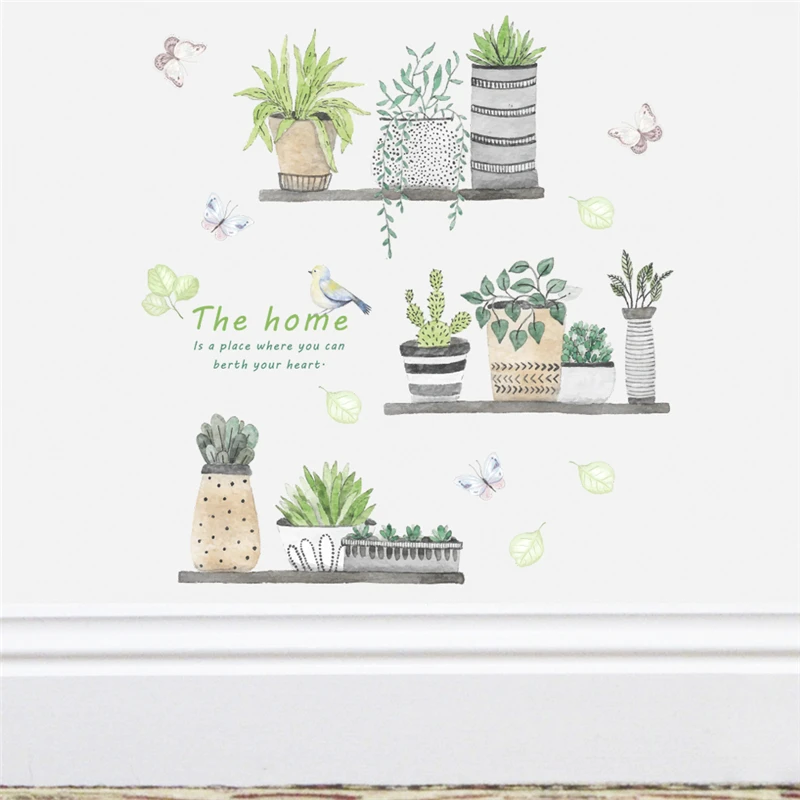 Garden Plant Bonsai Flower Butterfly Wall Stickers For Home Decor Living Room Kitchen PVC DIY Wall Decals Mural Art Decoration Garden Plant Bonsai Flower Butterfly Wall Stickers For Home Decor Living Room Kitchen PVC DIY Wall Decals Mural Art Decoration