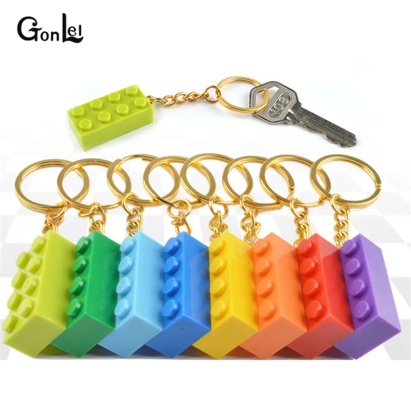 11 LEGO SILVER BRICK BLOCK 2X4 KEY CHAIN KEY RING BIRTHDAY PARTY FAVOR OR GIFTS