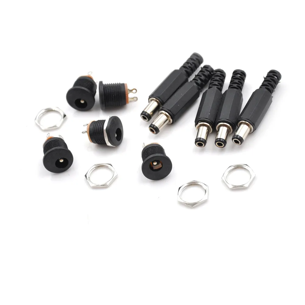 10 шт. 5.5X2.5mm DC Мощность Гнездовой разъем Jack + 5 штекер Разъем адаптер 5*2 мм DC022