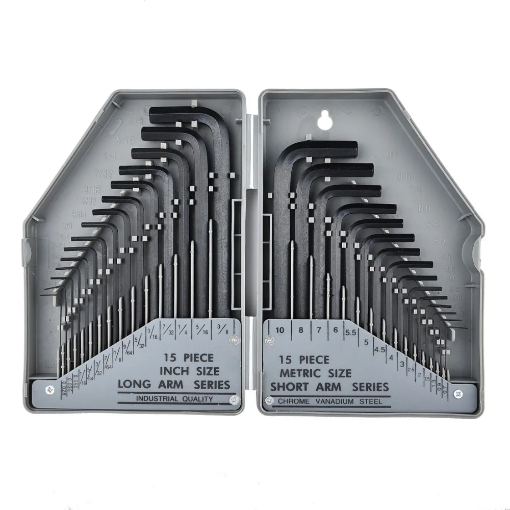 

30 in 1 Hex Key Wrench Set 0.7-10mm L Type Screwdriver Tools 45# Steel Micro Inches Hexagon Allen Key Spanner Tool Kit