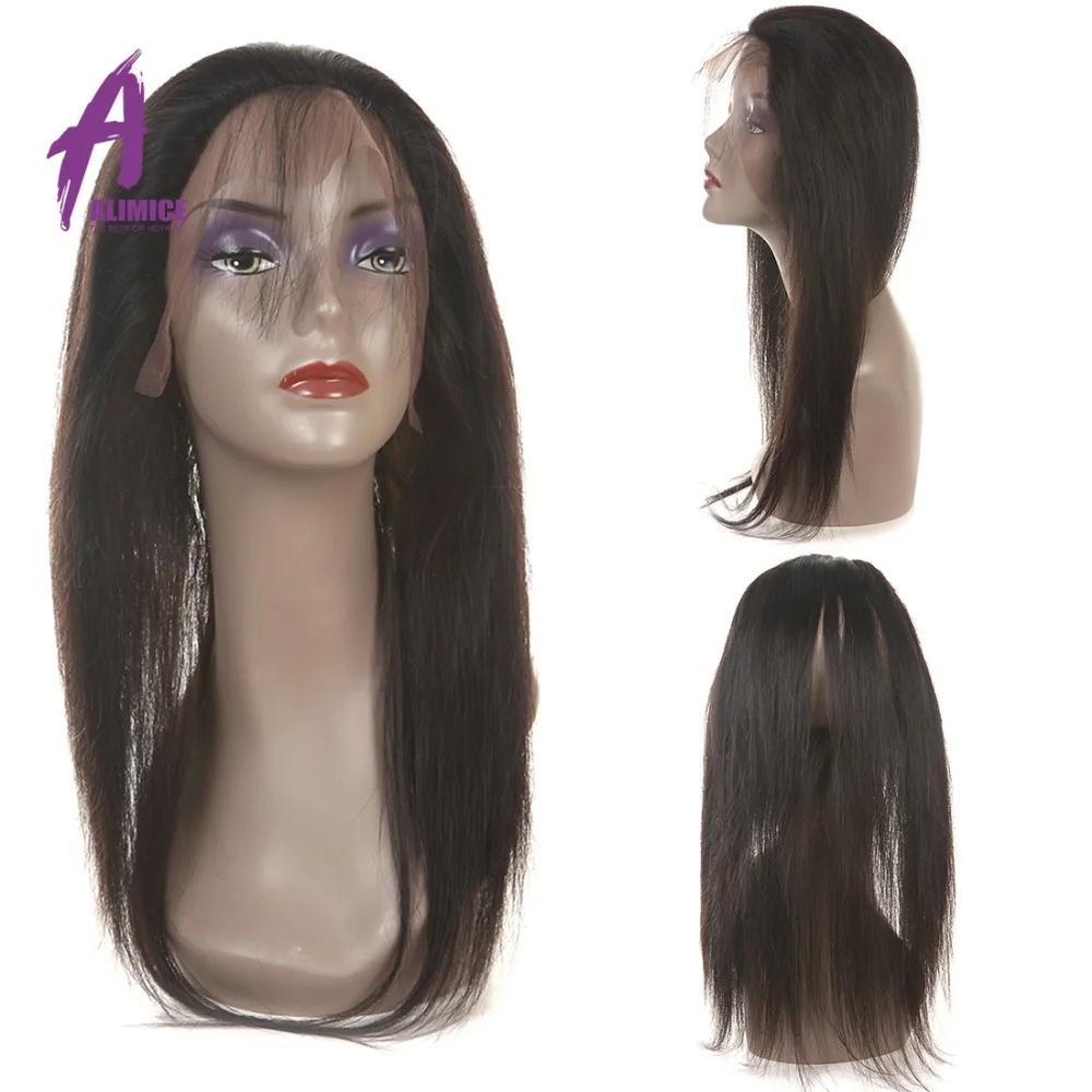 ALIMICE Hair Indian Straight Hair 360 Lace Frontal Closure With Baby Hair Non Remy Human Hair Free Part Natural Color 12-24inch (18)