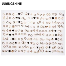 100 пар/уп. смешанный стиль Золотой Серебряный черный цвет цветок серьги гвоздики набор Корона сердце серьги для женщин Девушка Модные вечерние ювелирные изделия