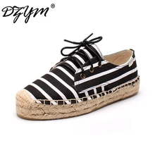 DZYM/ г. Классические парусиновые эспадрильи в полоску с зеброй; женская обувь на плоской платформе высокого качества; соломенная обувь для шитья в рыбацком стиле; zapatos mujer