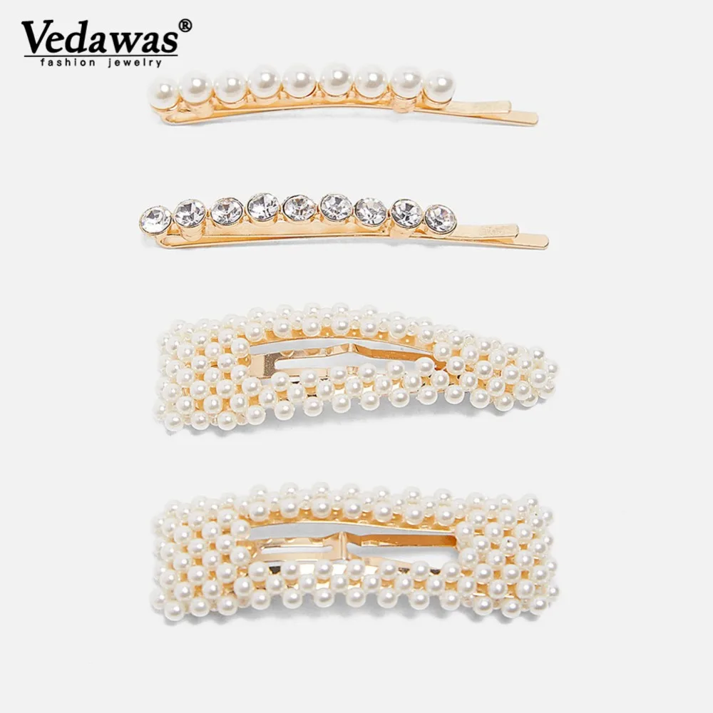 

Vedawas ZA Simulated Pearl Crystal Hair Clip Pins Set Girls Barrettes Baby Bobby Pin Wedding Hair Accessories Wholesale xg2874