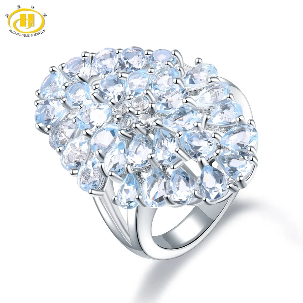 Hutang, 5.97ct, голубой топаз, женское кольцо, натуральный камень, 925 пробы, серебро, обручальные кольца, изящное элегантное ювелирное изделие для подарка