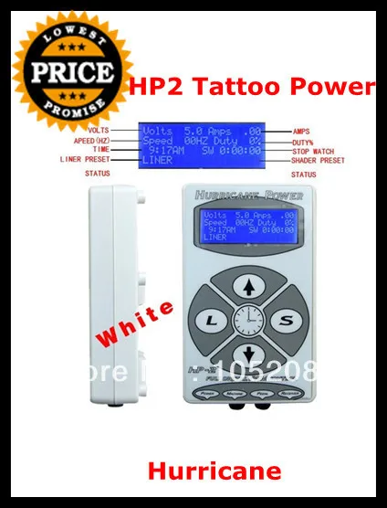 

Top White HP2 Hurricane Tattoo Power Supply Digital Dual LCD Display  Power for Tattoo Machine and Foot Pedal Free Shipping