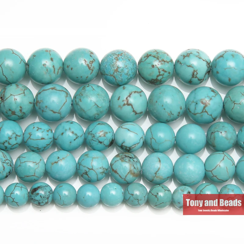

New Natural Lt Blue Howlite Turquoise Round Loose Beads 15" Strand 4 6 8 10 12 MM Pick Size For Jewelry TB16