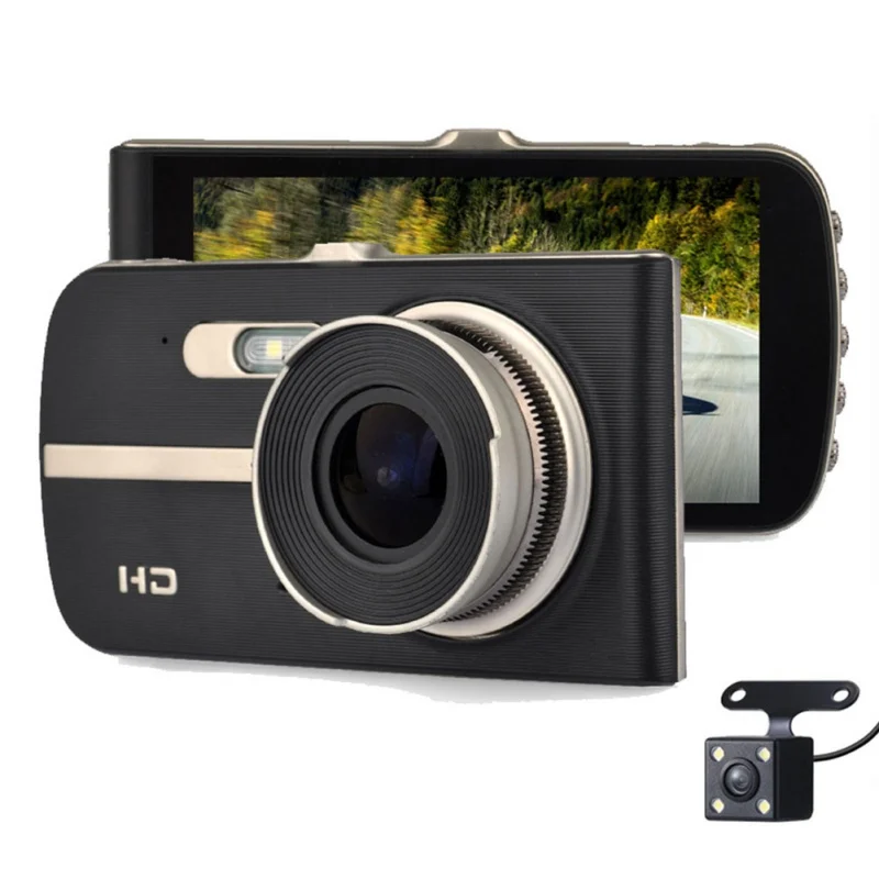 Автомобильный видеорегистратор 4 дюйма FHD 1080P камера с одним/двойным объективом видеорегистратор ночное видение g-сенсор автомобильная камера