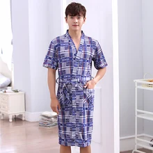 Новинка, летний кардиган с коротким рукавом и v-образным вырезом, Свободный Повседневный мужской халат, хлопок, большой размер, XL-XXXXL, мужской халат, одежда для сна