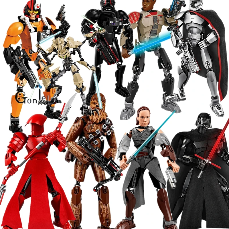 

StarWars Space War 8 Rogue One Figures Kylo Ren Phasma Chewbacca Royal Guard Rey Poe Darth Vader toys Building blocks
