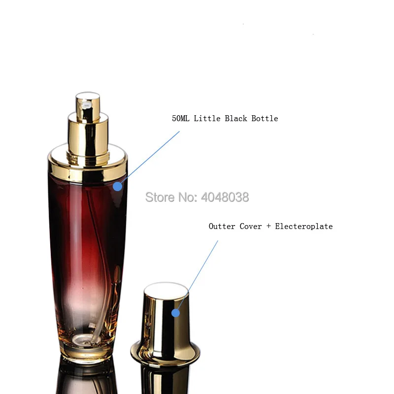 Cosmetic Container Emulsion Refillable Bottle Empty Red Glass Vial with Gold Lid Portable Makeup Press Pump Bottle 50ML 10PCS (3)