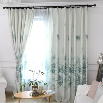 

Modern curtains green leaves design for living room bedroom curtain window treatment balcony pastoral plant curtain S131&30