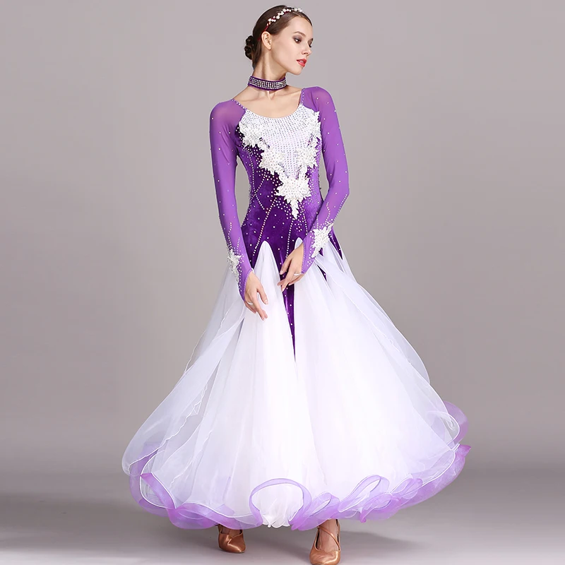 Новое платье для соревнований бальных танцев, бальные платья для вальса, стандартное платье для танцев, женское бальное платье S7017 - Цвет: see chart