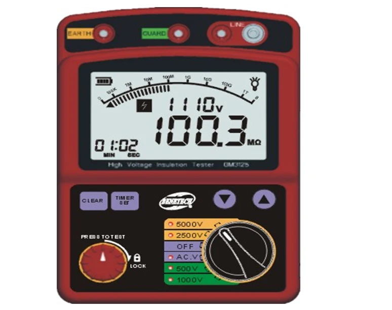 High Voltage 5KV Insulation Resistance Tester Meter Megger 1T Ohm DAR