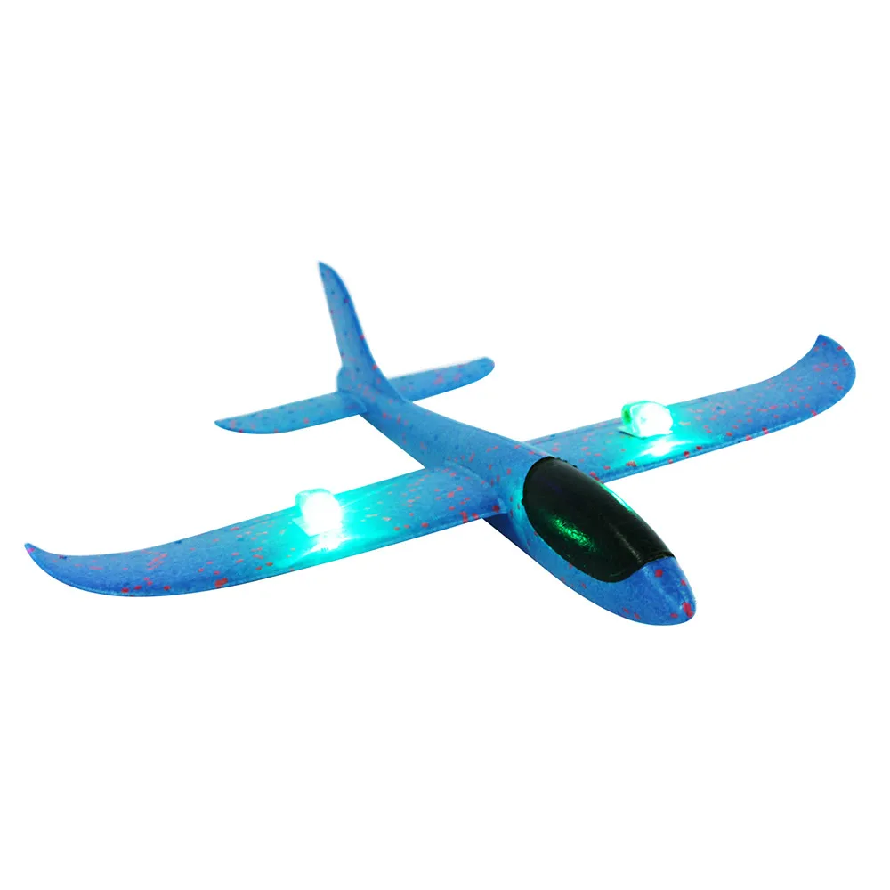 Foam Throwing Glider Airplane Inertia Led Night Flying Aircraft Toy
