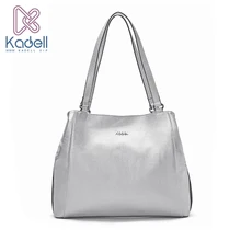 Kadell Womens Shoulder Bags Luxury Brand Ladies Handbag PU Leather High Quality Big Travel Messenger Bags Silver Women Handbags