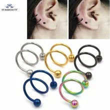 1 шт. 16 г~ 1,2 мм 5 цветов двойной спиральный хрящ для ушей Hedix пирсинг спираль кольцо для носа ювелирные изделия для тела