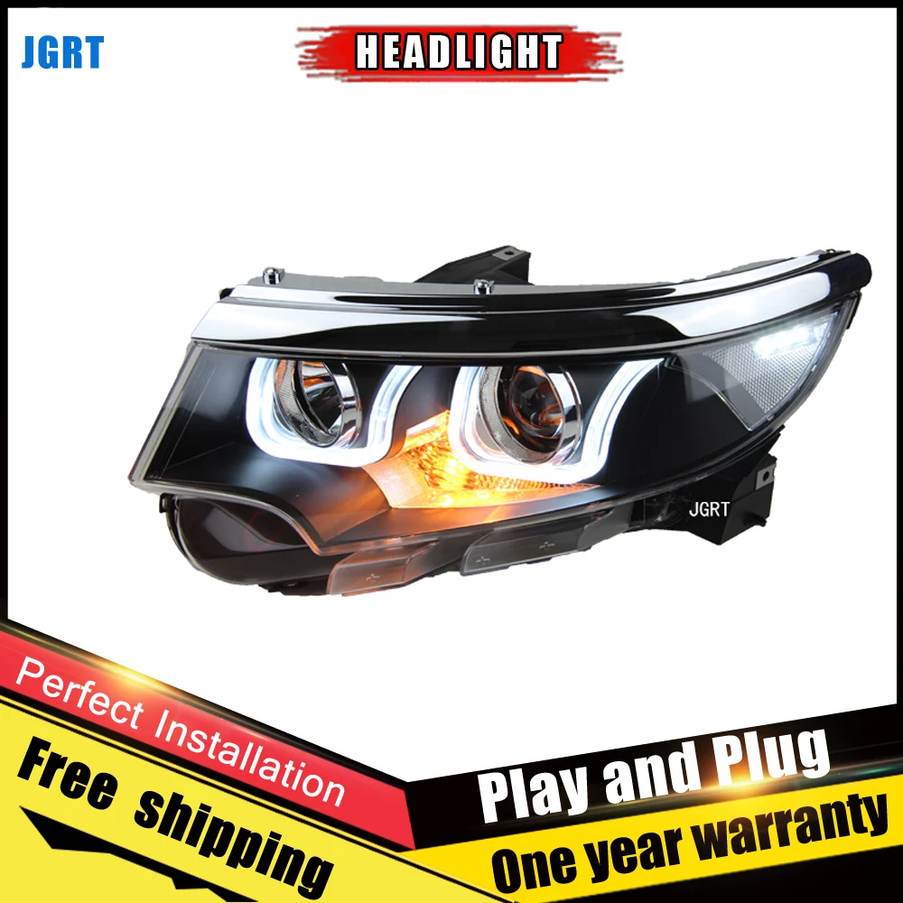 2PCS Car Style LED headlights for Ford Edge 2013 2014 for Edge head lamp LED DRL Lens Double