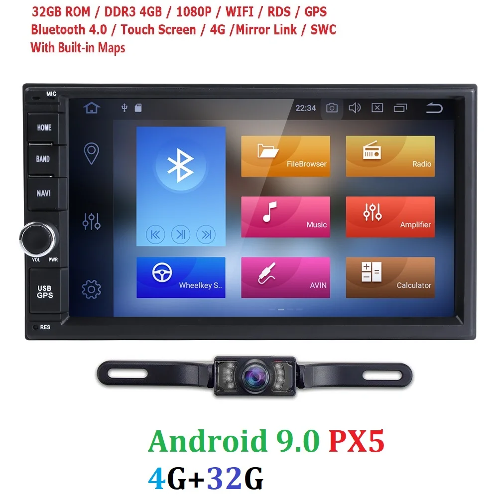 

Car Multimedia Player Android 9.0 7 Inch GPS 2 Din Car Radio Audio Auto 8 Cores RAM 4G USB DVR TPMS
