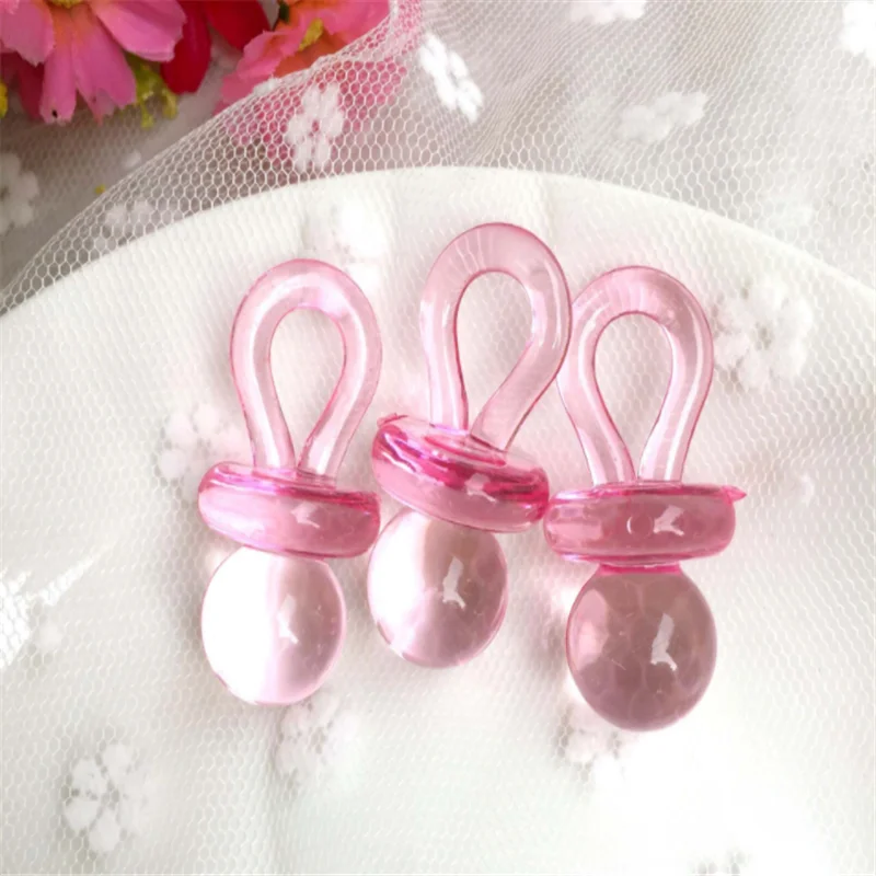 

50pcs Small Acrylic Pacifiers Baby Shower Favors Clear For Table Game Party Cake Decorations 11 x 23mm mini pacifiers