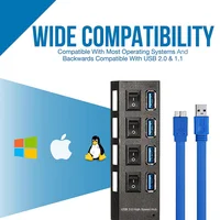 מחשב נייד 4 Port USB HUB 3.0 High Speed USB 3.0 4 Hub עם מתג USB Multi מתאם מתח EU / US / AU / בריטניה ספליטר On / Off עבור מחשב נייד (5)