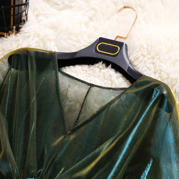 2018 summer new female V-neck ruffles Mesh shirt women's batwing sleeve waist sweet Flounced sun protection shirts women blouse