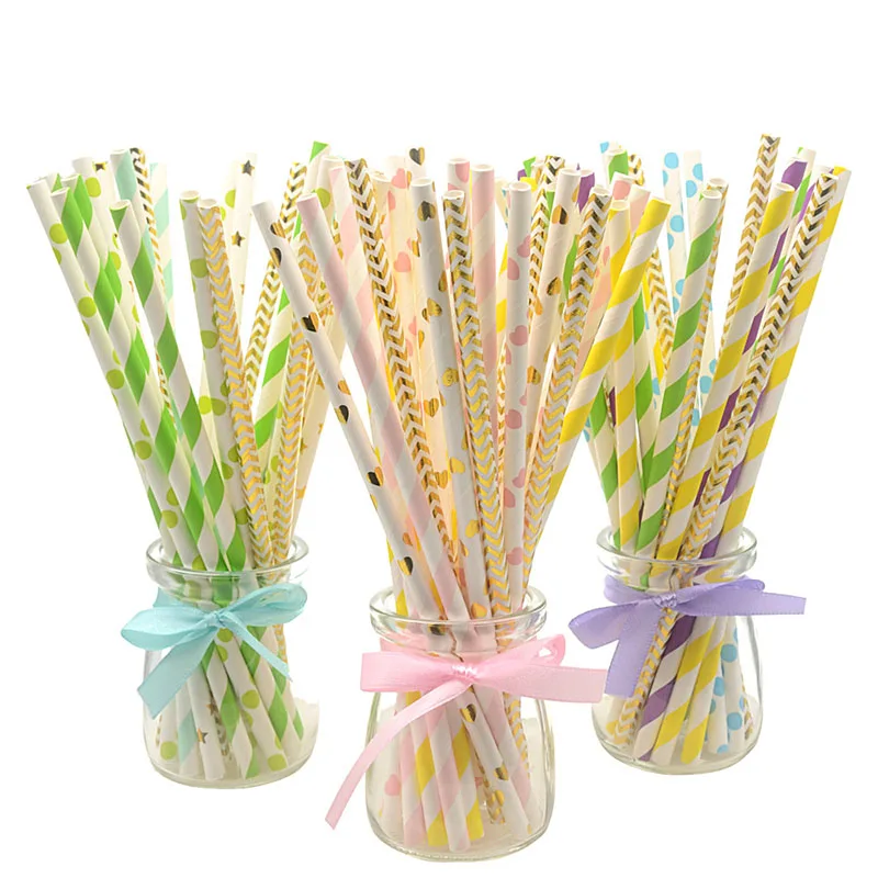 

25pcs Paper Drinking Straws Fresh Color Paper Straws Mermaid Unicorn Theme Kids Party Happy Birthday Decoraiton