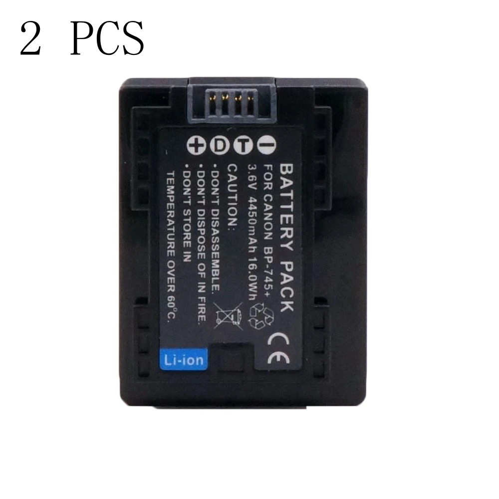 WHCYonline 2 шт. 4450 мАч BP 745 + BP745 Аккумулятор для камеры Canon HF R306 M506 R32 R48 R38 M52 M56 M60 R36 R46