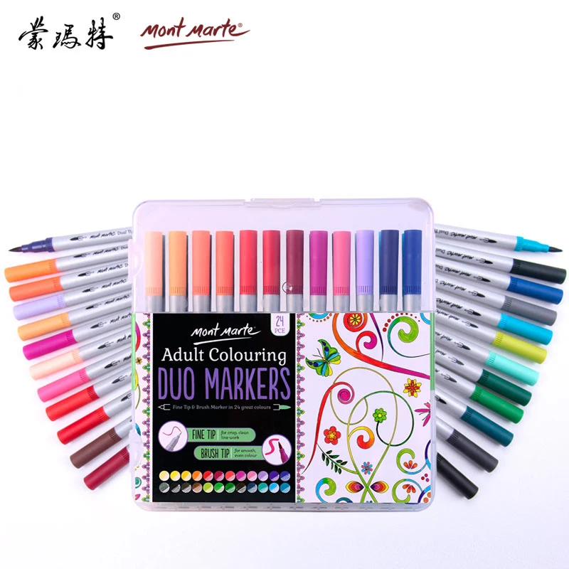 

24 Color Premium Painting Soft Brush Pen Set Watercolor Markers Pen Effect Best For Coloring Books Manga Comic Calligraphy