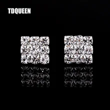 TDQUEEN серьги-гвоздики для женщин Свадебные, из горного хрусталя Свадебные посеребреные квадратная серьга Brincos Красивая серьга в ухо Серьги