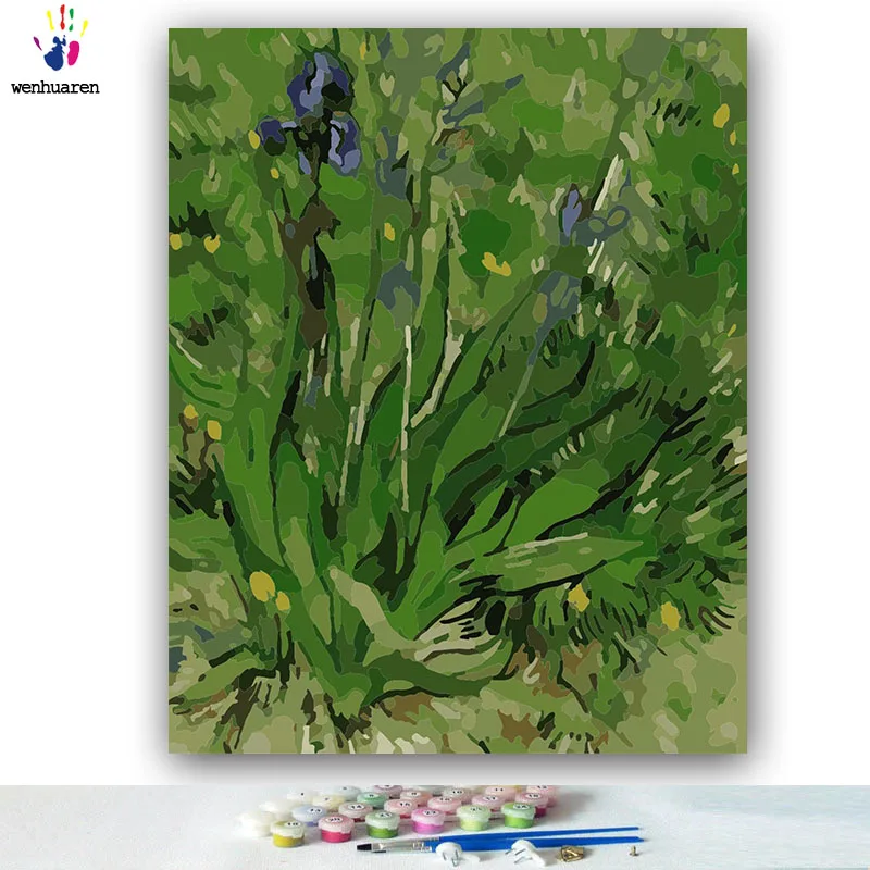 DIY картинки для раскраски по номерам с цветами пейзаж Риверсайд Вудс картина Рисование по номерам в рамке дома - Цвет: 86027