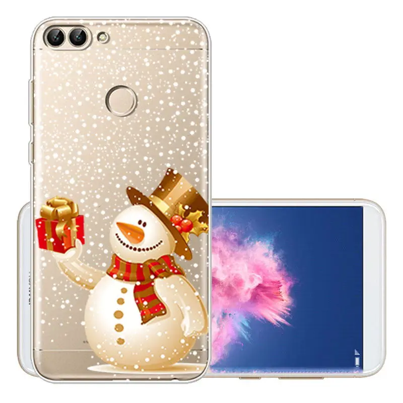 Christmas Santa Snow Patterned Clear Soft TPU Case Cover For Huawei P Smart P20 (2)