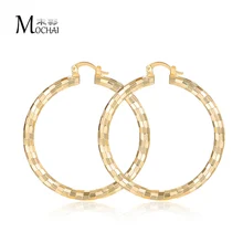 

Square metal stripes Big Gold Color Hoop Earrings Brincos Round Large Circle Party Earring for Women 2017 ZK30 50mm