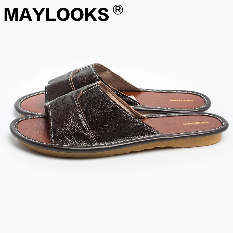 Hommes Tb006 En 2018 New Pantoufles Intérieur Slip D'été Véritable black Hot Cuir Brown Non Et De glissement coffee dark Printemps Maison Light Brown qXrgWwXa