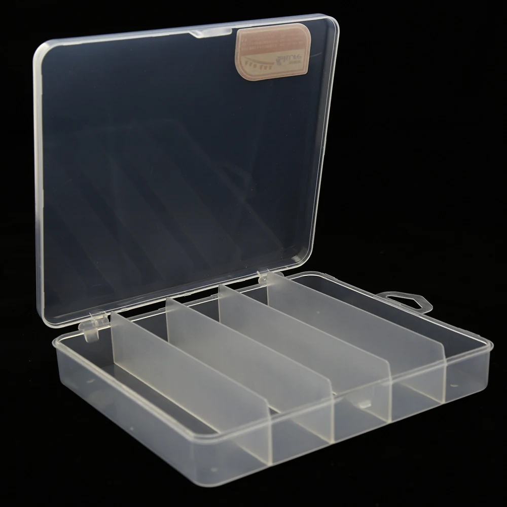 

Fishing Boxes 5 Compartments Plastic Transparent Tackle Box Fishing Lure Box Portable Box Fishing