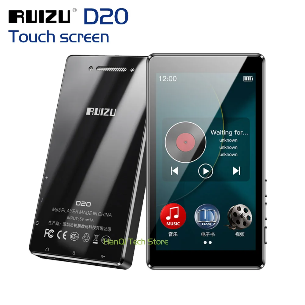 Comprar Nuevo reproductor de MP3 con pantalla táctil completa de RUIZU D20, reproductor de música de 8 GB, reproductor de Vídeo con grabación de Radio FM, libro electrónico Con altavoz incorporado