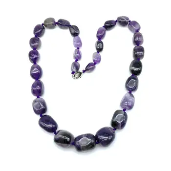 

Beadztalk Fashion Stone Beads Jewelry Graduated Choker Necklace Purple Crystal Amethysts 45 cm Party Gift