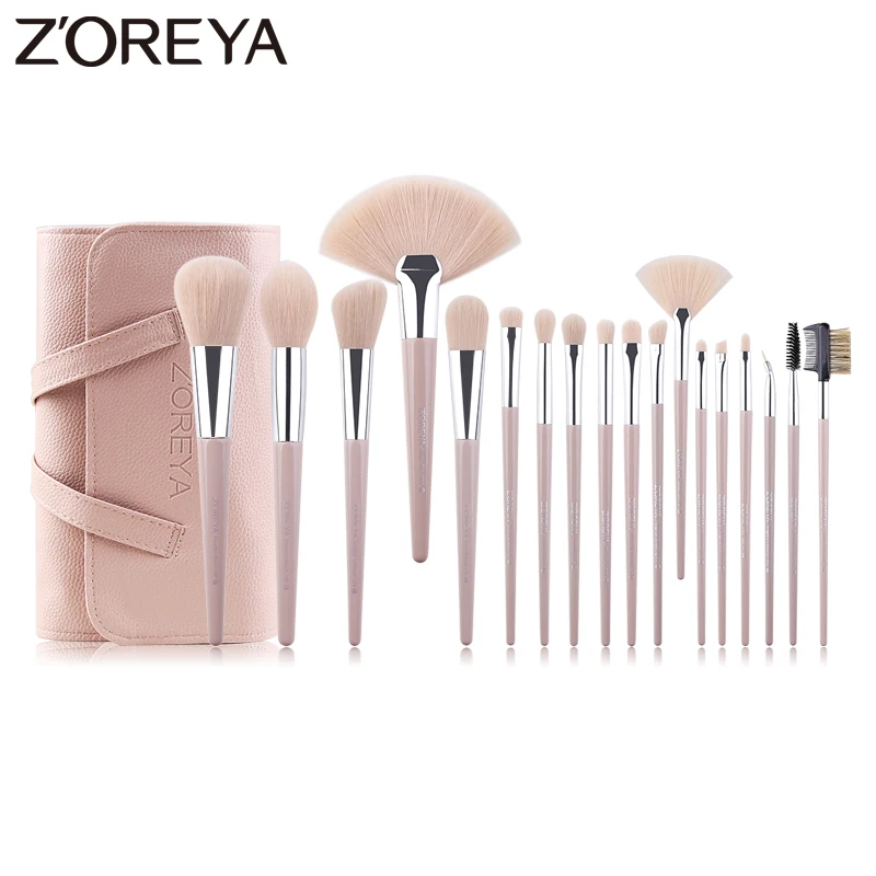 Продажа ZOREYA бренд 18 шт. жестокости Бесплатная мягкий синтетический волос кисти для макияжа губ глаз ресниц Косметическая инструмент большой вентил...