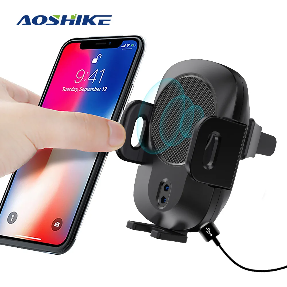 AOSHIKE Car Wireless Charger Sensor Automatic For iphone XS MAX XR 8 Plus Fast Charging Holder Samsung Galaxy S | Автомобили и