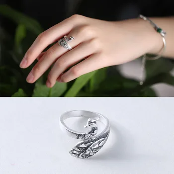 

Trendy Bohemian Vintage 925 Sterling Silver Peacock Rings for Women Wedding Engagement Antique Ring Christmas Gift Anillos