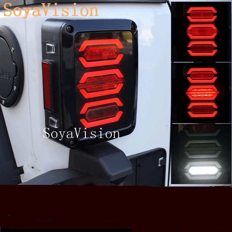Xprite G3 LED Dia mond Tail Light Black with Cle ar Lens For 07-16 Jeep Wrangler