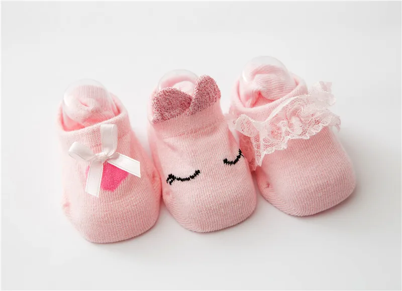 3 пар/компл. для малышей носки для новорожденных Детские носки ботинки; хлопковые мягкие тапочки для мужчин и Нескользящие домашние детские носки для маленьких мальчиков и девочек Infant Bebe Носки - Цвет: pink