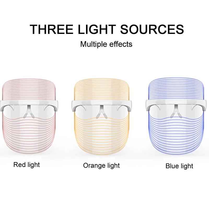 3 цвета Свет CoPhoton терапии Красота LED маска для лица Уход за кожей омоложение