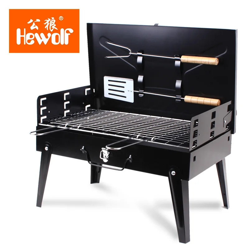 Hewolf outdoor folding barbecue rack portable thickening stove outdoor household small charcoal