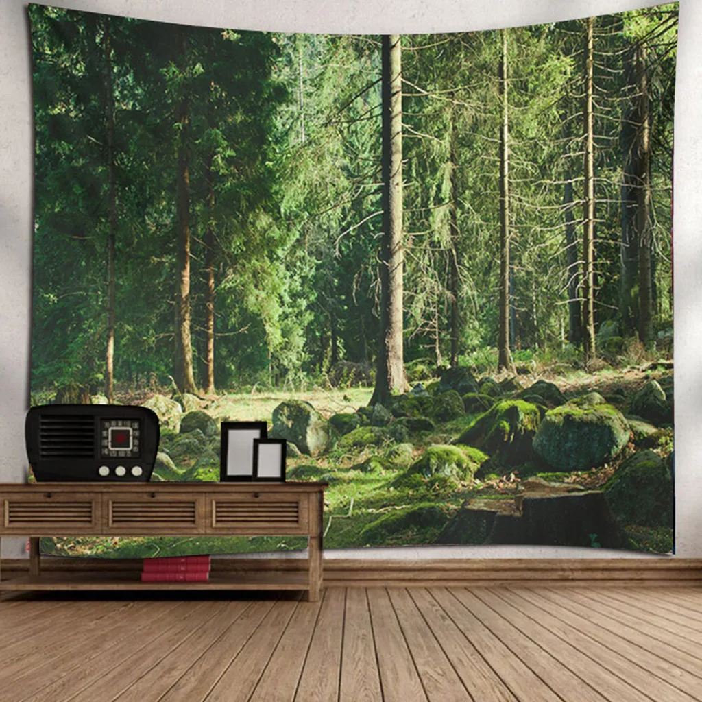 Чистый лес Печатный полиэстер гобелен настенный гобелен Природа Гобелен с пейзажем для спальни гостиной украшения дома 150x200 см