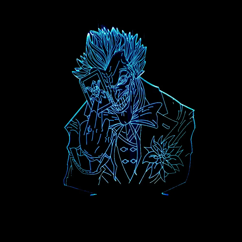 

7 Color Changing Visual 3D LED Batman Joker Nightlight Novelty Poker Man Table Lamp Baby Sleep Light Bedroom Bedside Decor Gifts